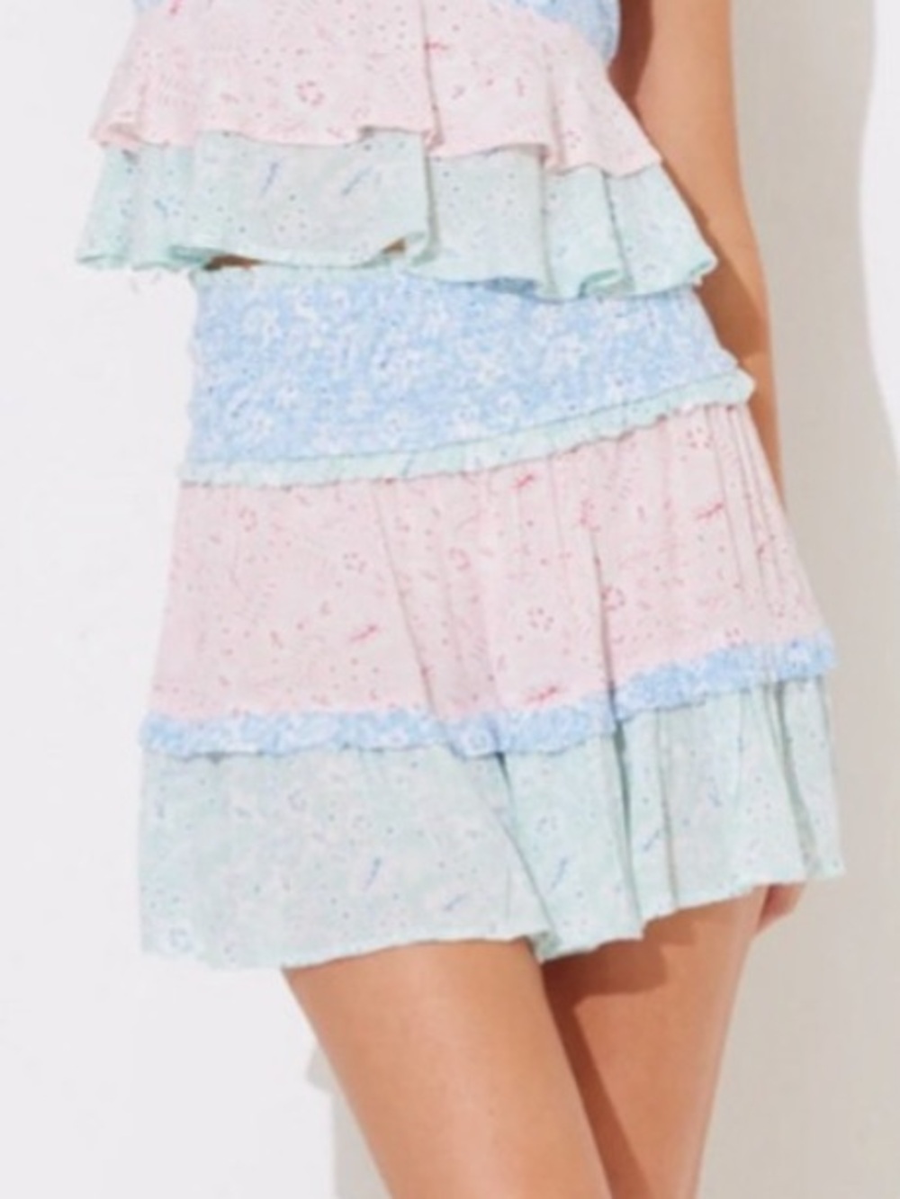 Ocean Drive Sorbet Tiered Pastel Mini Skirt M